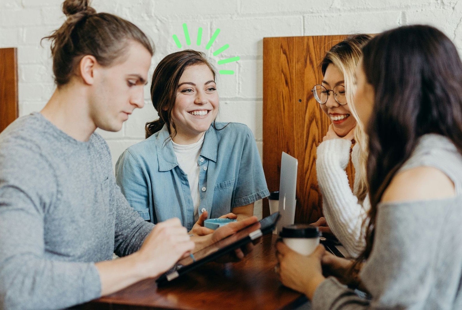 employee sitting at the table and upskilling